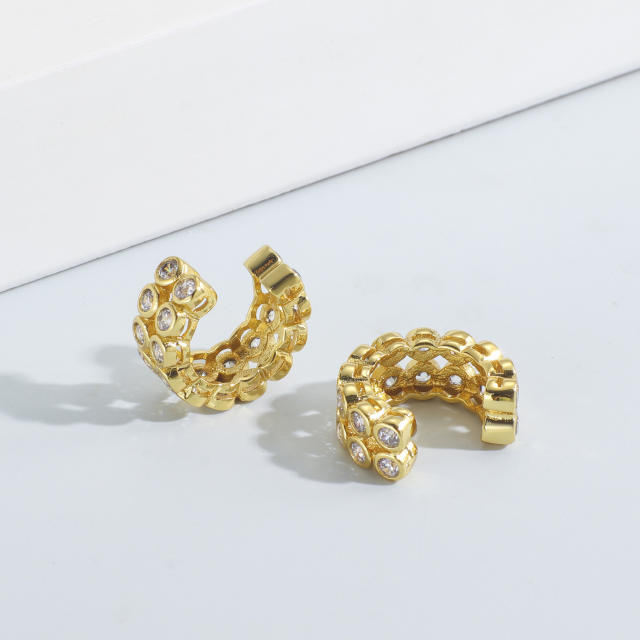 Chic diamond gold plated copper ear cuff