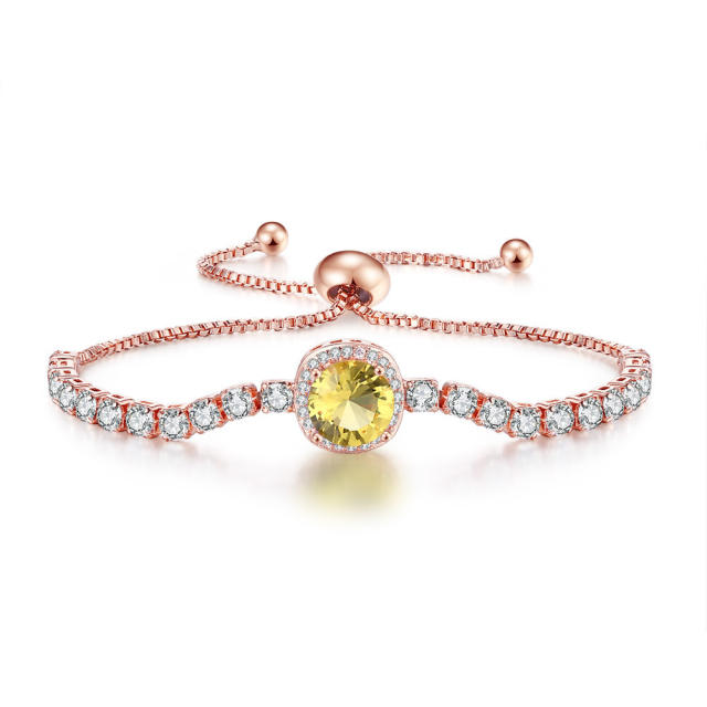 Luxury pave setting color cubic zircon tennis chain bracelet
