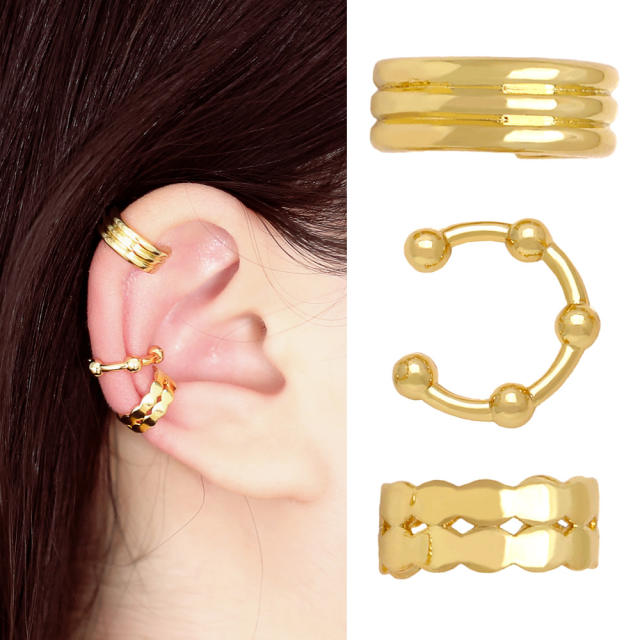 Punk trend gold plated copper ear cuff