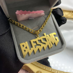 Hiphop chunky 6mm cuban chain necklace with custom name pendant
