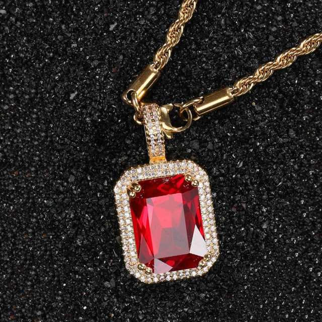 HIPHOP colorful cubic zircon radiant cut pendant