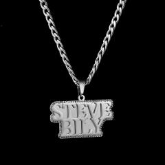 HIPHOP diamond chunky name pendant stainless steel necklace for men