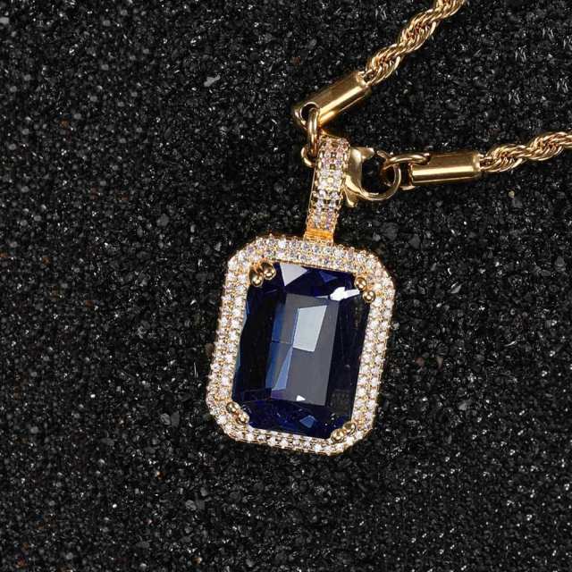 HIPHOP colorful cubic zircon radiant cut pendant