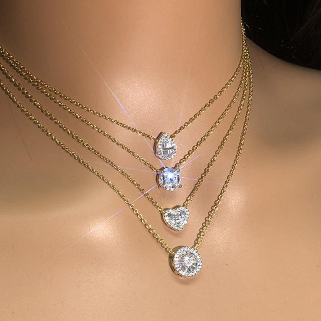 INS geometric diamond dainty necklace for women