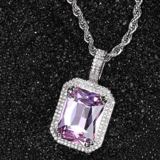 HIPHOP colorful cubic zircon radiant cut pendant