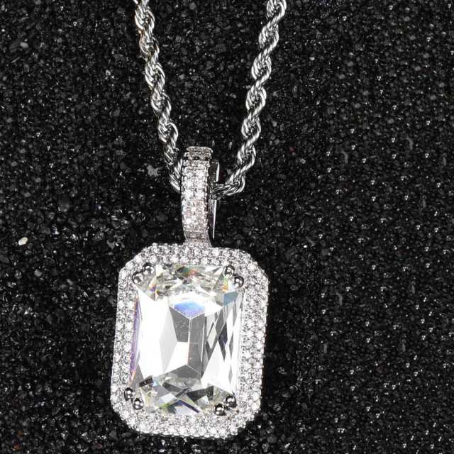 HIPHOP colorful cubic zircon radiant cut pendant