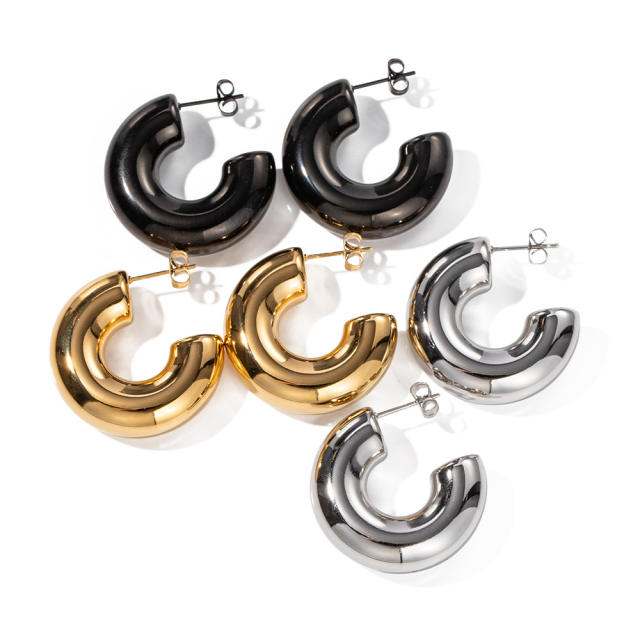 18K gold plated  stainless steel bolder earrings hoop earrings