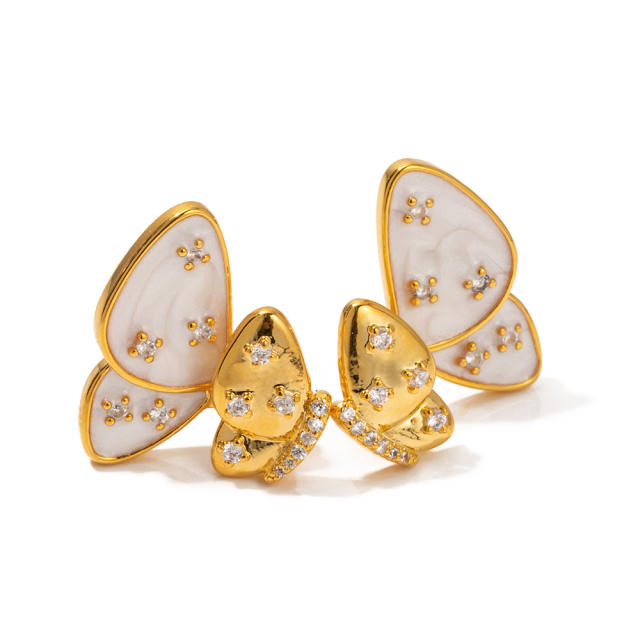 French trend gold plated butterfly studs earrings