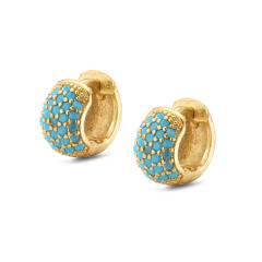 Delicate pave setting color cubic zircon gold plated copper bold huggie earrings