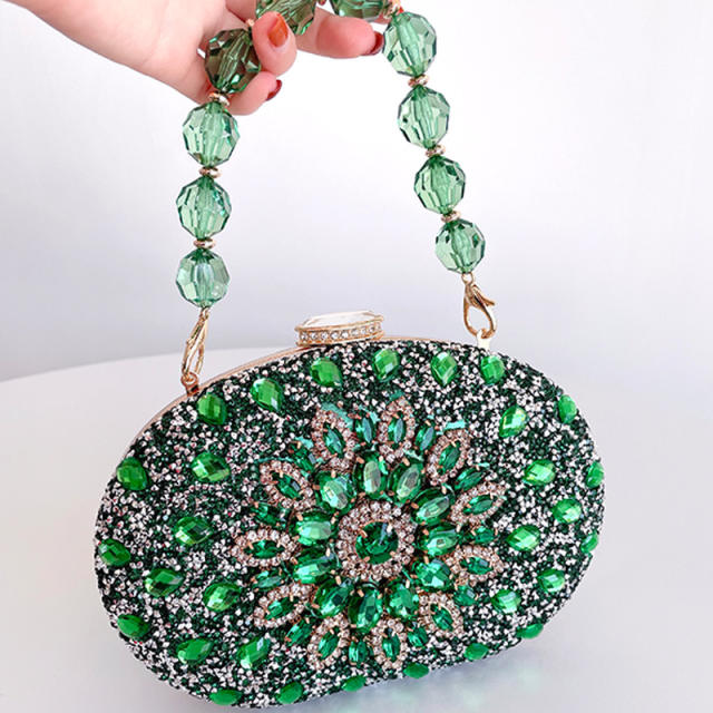 Luxury colorful diamond oval shape evening bag