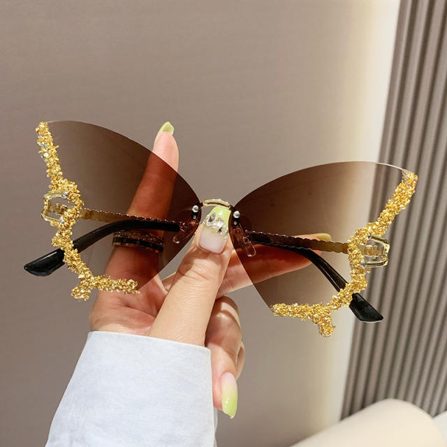 Personality butterfly shape rhinestone party sunglasses