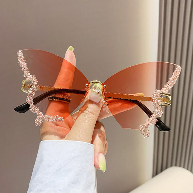 Personality butterfly shape rhinestone party sunglasses