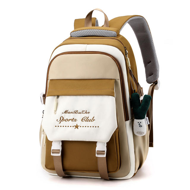 Color matching large storage nylon school bag backpack