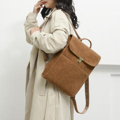 Vintage plain color PU material backpack