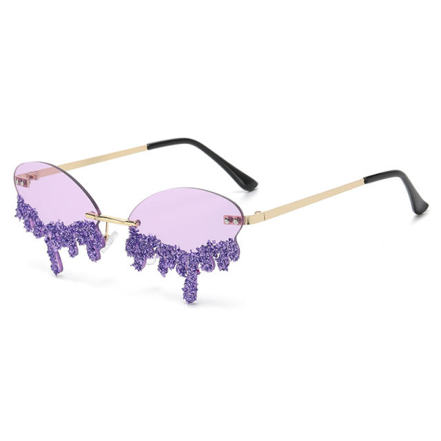 Creative personaliy tear diamond colorful sunglasses