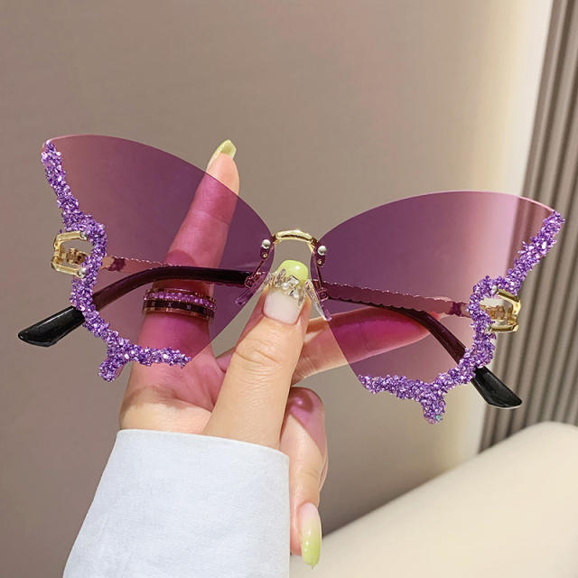 Personality butterfly shape rhinestone party sunglasses