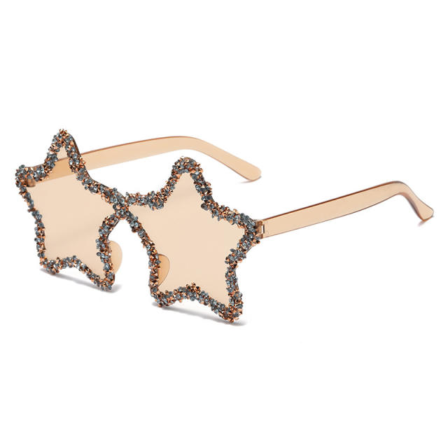 Funny star shape colorful rhinestone sunglasses