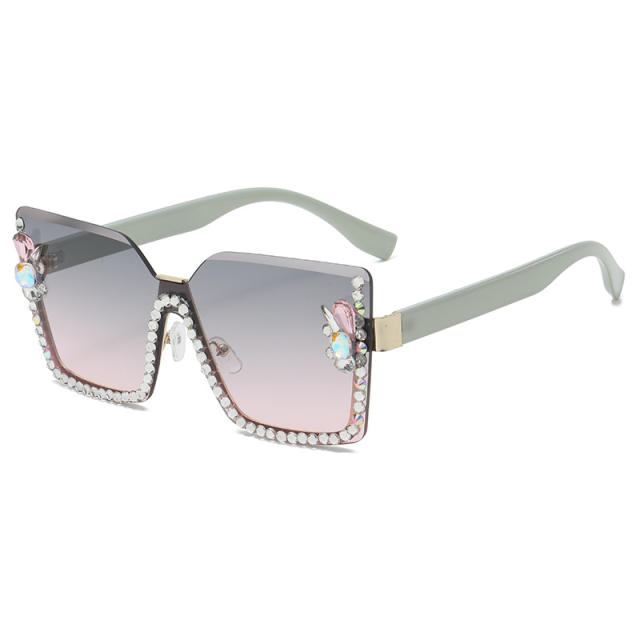 Personality diamond rimless sunglasses