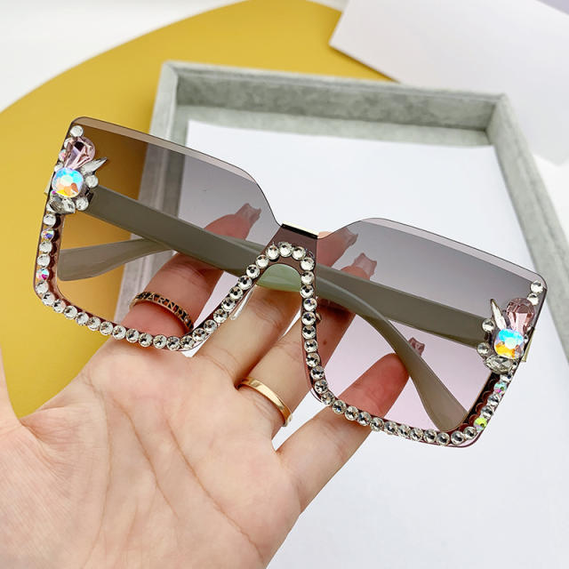 Personality diamond rimless sunglasses