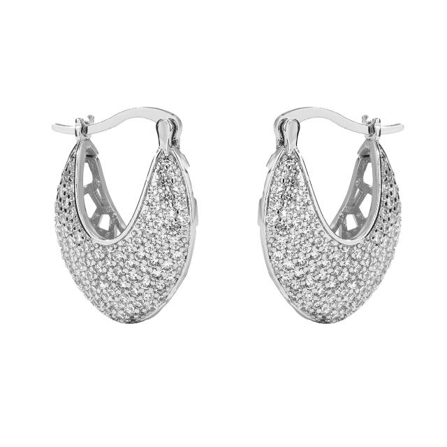 Luxury diamond gold plated copper huggie earrings