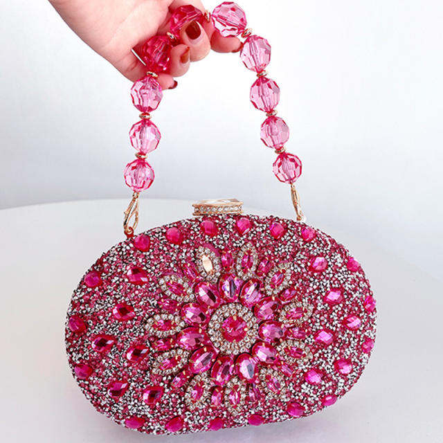 Luxury colorful diamond oval shape evening bag