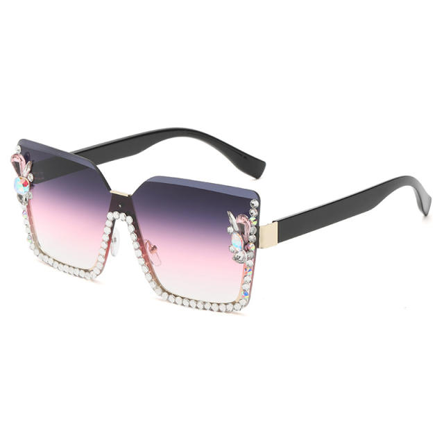 Personality diamond rimless sunglasses