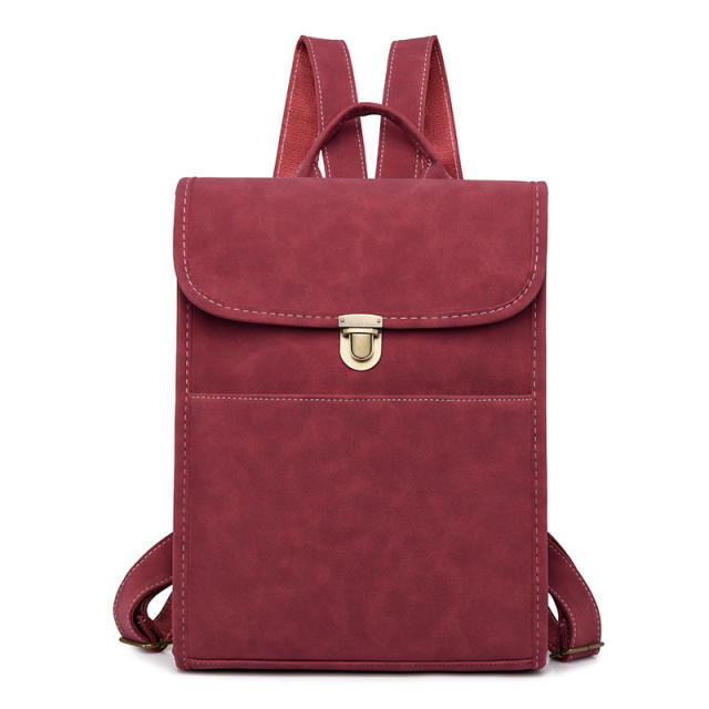 Vintage plain color PU material backpack