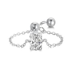 5*7mm pearl cut oval shape cubic zircon 925 sterling silver adjustable rings
