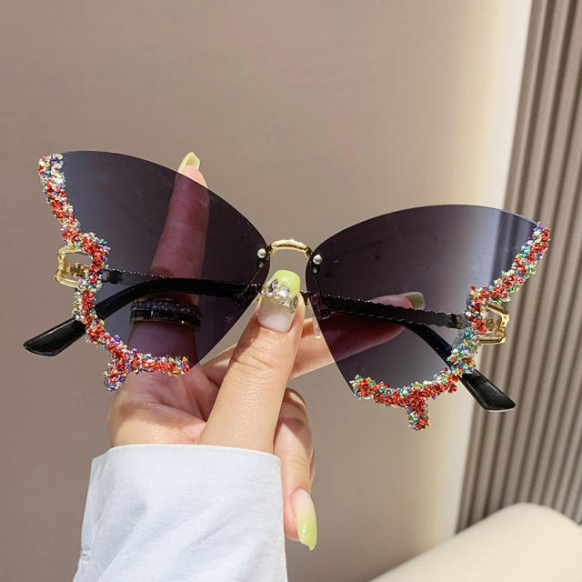 Personality butterfly shape rhinestone party sunglasses