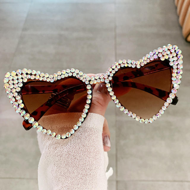 Funny heart shape rhinestone party sunglasses