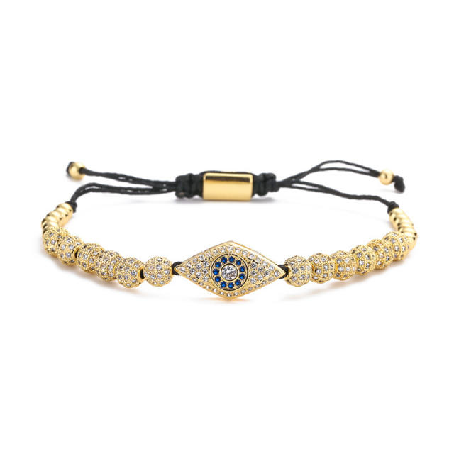 Delicate diamond ball evil eye butterfly gold plated copper bracelet