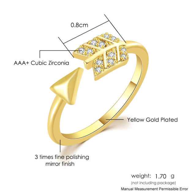 Korean fashion diamodn arrow copper finger rings