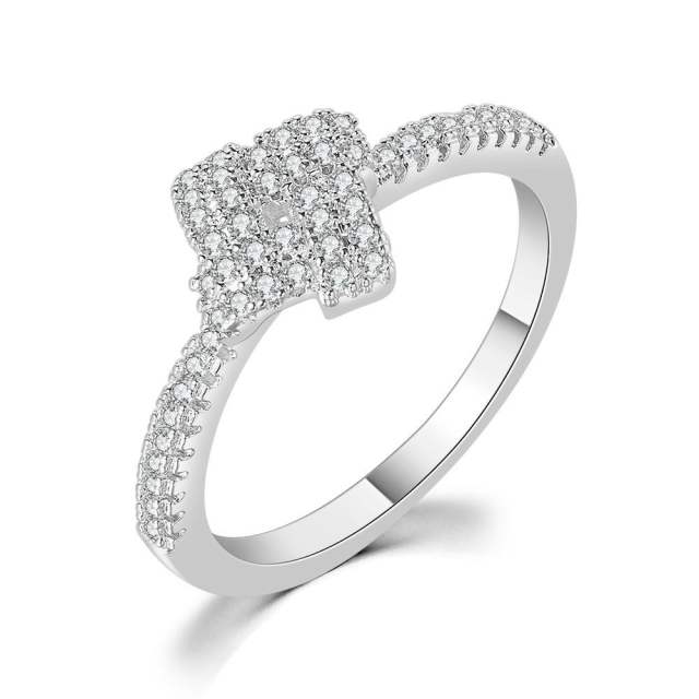 INS trend diamond square gold plated copper rings