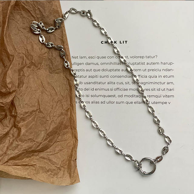 Personality coffee beans stainless steel chain necklace