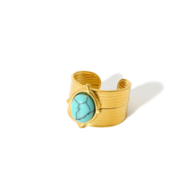 18K vintage turquoise stainless steel finger rings