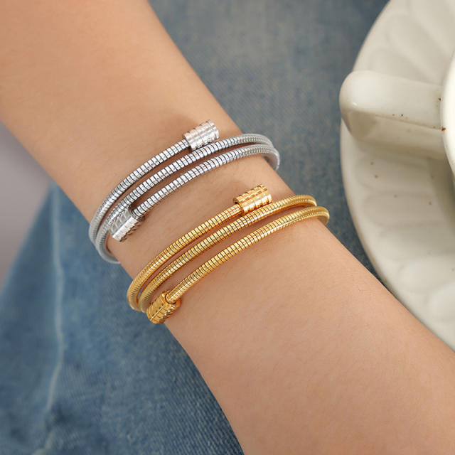 Easy match laye snake chain stainless steel bangle