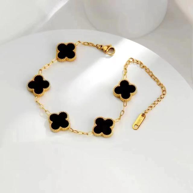 Hot sale 18K gold plated colorful clover famous brand stainless steel bracelet