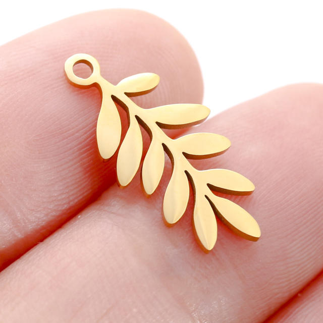 DIY gold color leaf stainless steel pendant