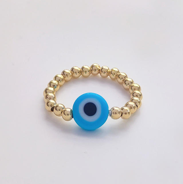 18k gold plated copper bead colorful evil eye finger rings