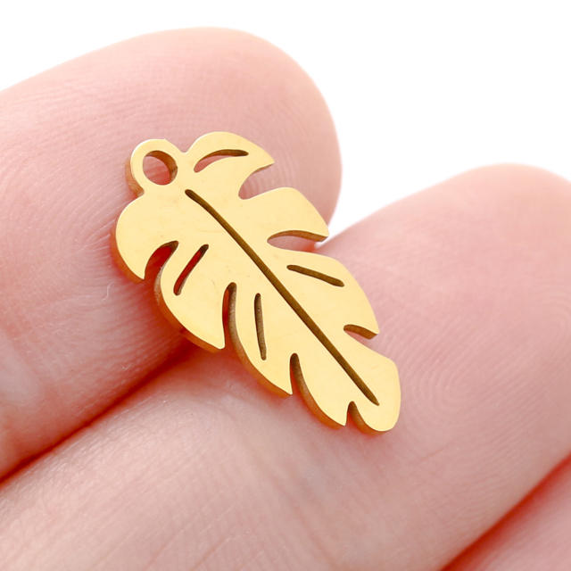 DIY gold color leaf stainless steel pendant