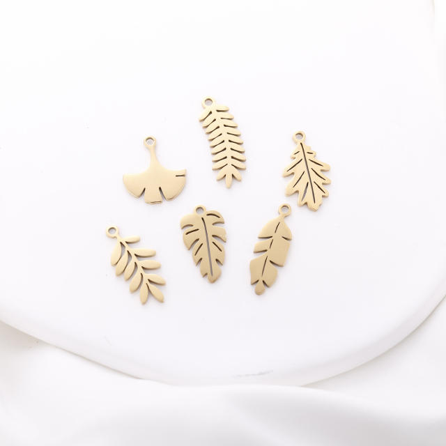 DIY gold color leaf stainless steel pendant