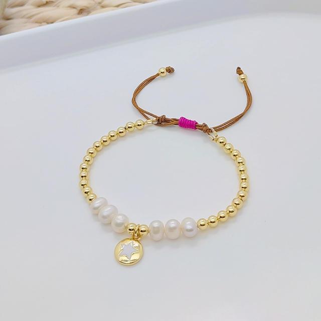 18K gold plated copper bead water pearl bead bracelet