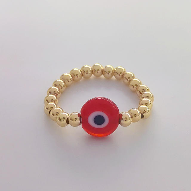 18k gold plated copper bead colorful evil eye finger rings