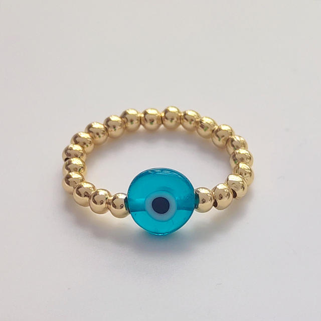 18k gold plated copper bead colorful evil eye finger rings