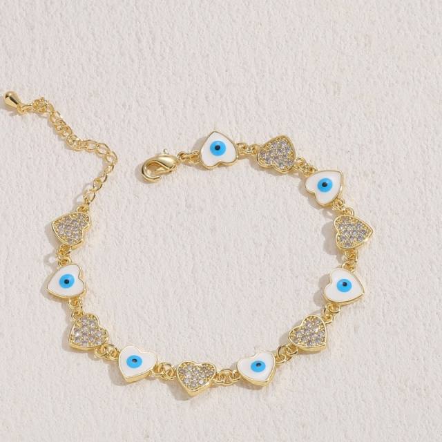 14K vintage evil eye gold plated copper bracelet