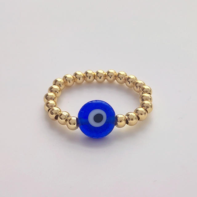 18k gold plated copper bead colorful evil eye finger rings