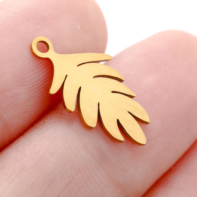 DIY gold color leaf stainless steel pendant