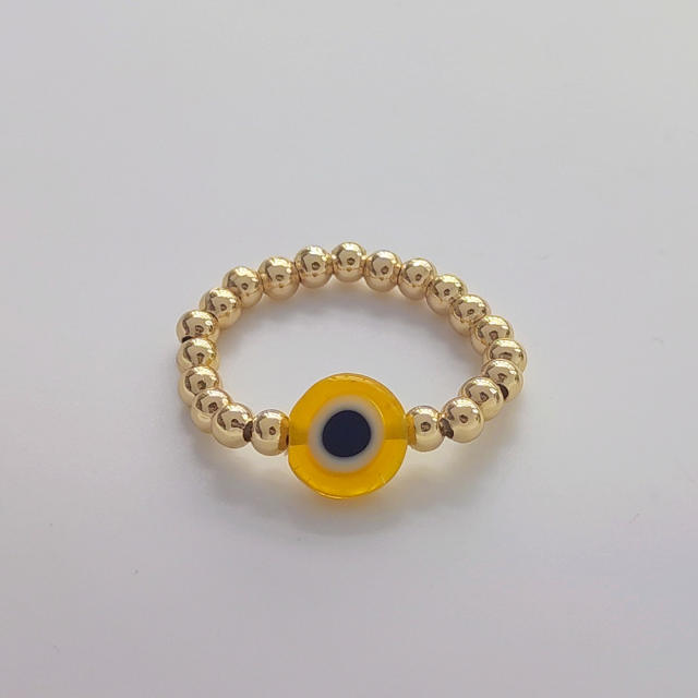 18k gold plated copper bead colorful evil eye finger rings