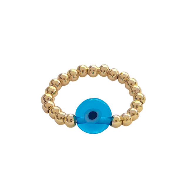 18k gold plated copper bead colorful evil eye finger rings