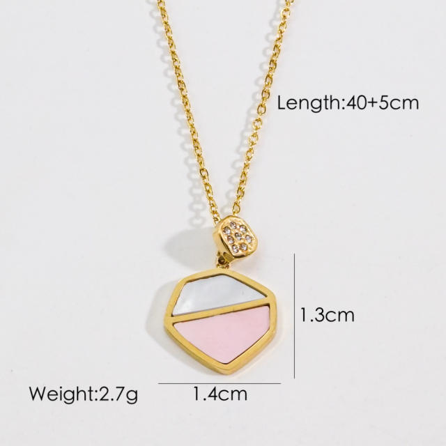 INS sweet mother shell heart lock pendant dainty stainless steel necklace